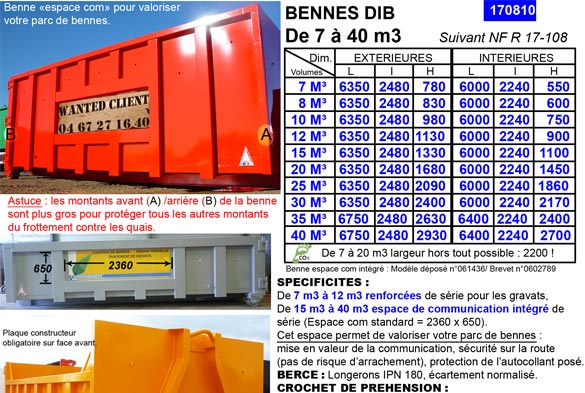 Benne DIB pour déchet industriel banal