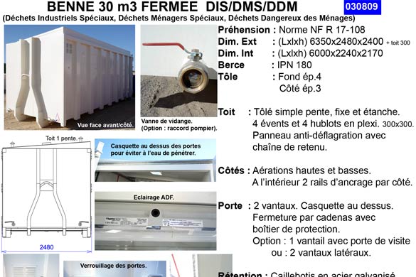 Benne fermée DIS, DMS, DDM