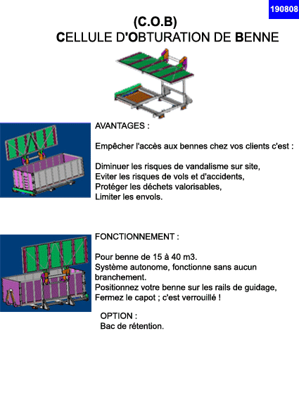 Benne COB, cellule d'obsturation de benne : TAM Benne bennes