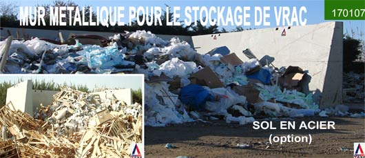 Mur métallique pour le stockage de vrac - Equipement déchetterie : TAM Bennebennes